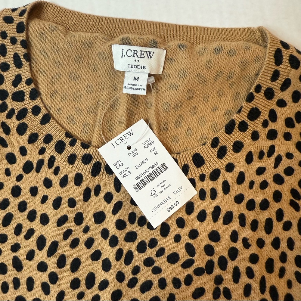 J. Crew Factory Women's Camel and Black Animal Print Sweater NWT Size Medium